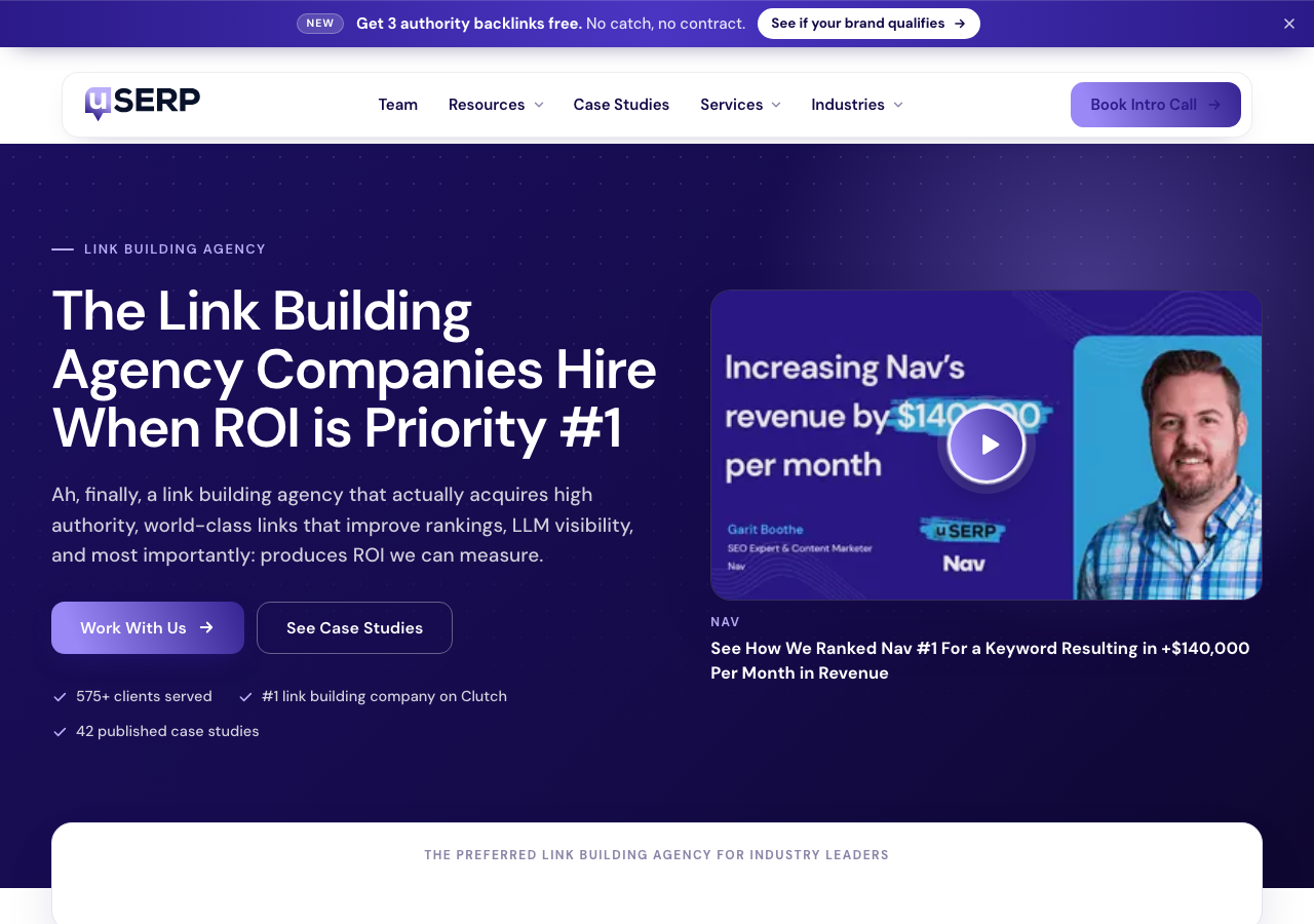 uSERP link building service page